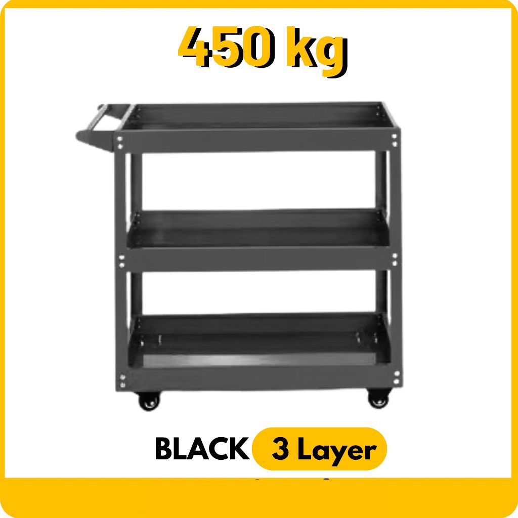 450kg Heavy Duty 3 Layers Service Cart Metal Steel Tool Cart Trolley 