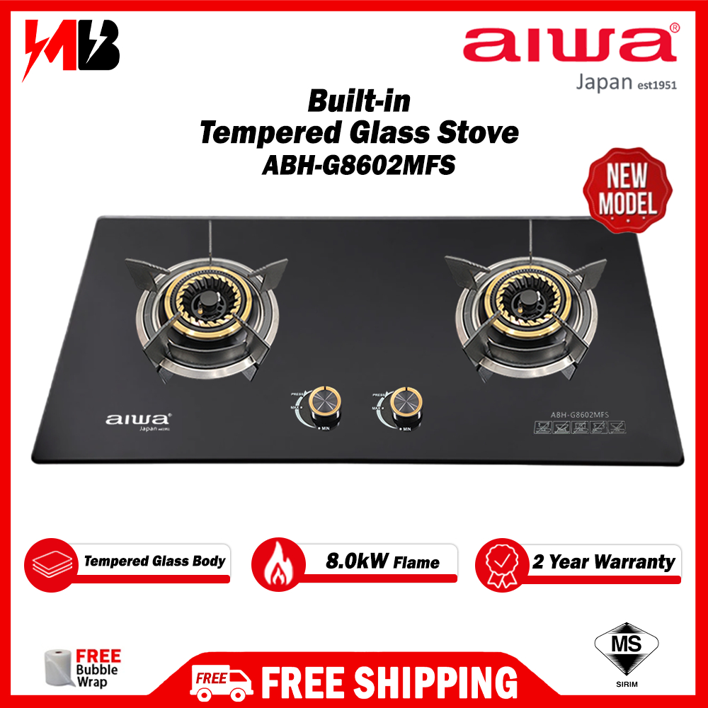 [ NEW ] AIWA Premium Tempered Glass Builtin Gas Hob (Safety Valve) Gas