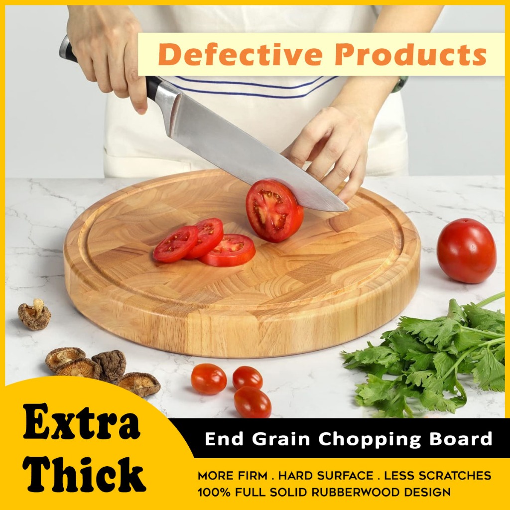 100 Solid Rubberwood Cutting Board Kitchen Round Chopping Board Wooden