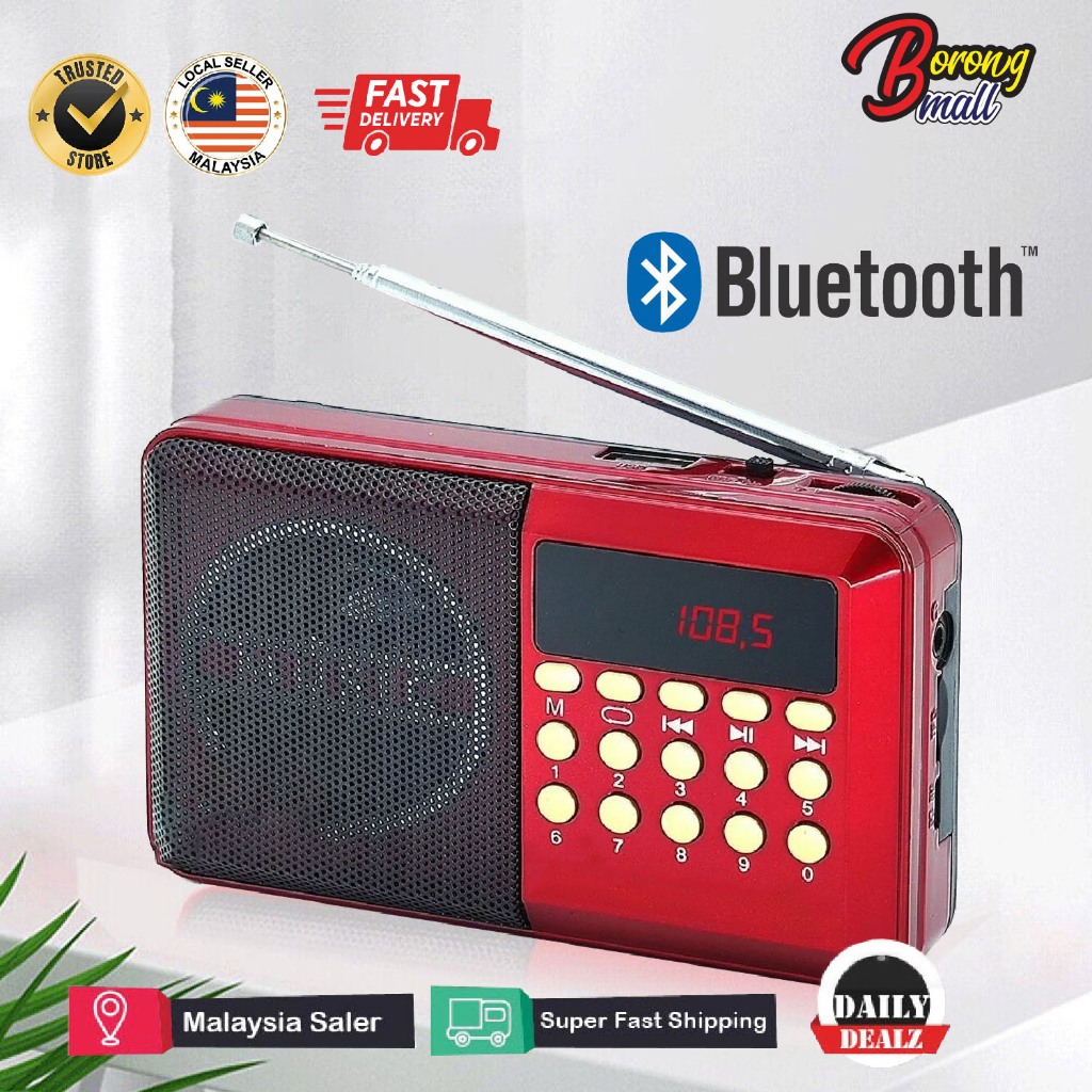 Portable Rechargeable FM Radio Bluetooth MP3 Player USB TF Card Audio ...