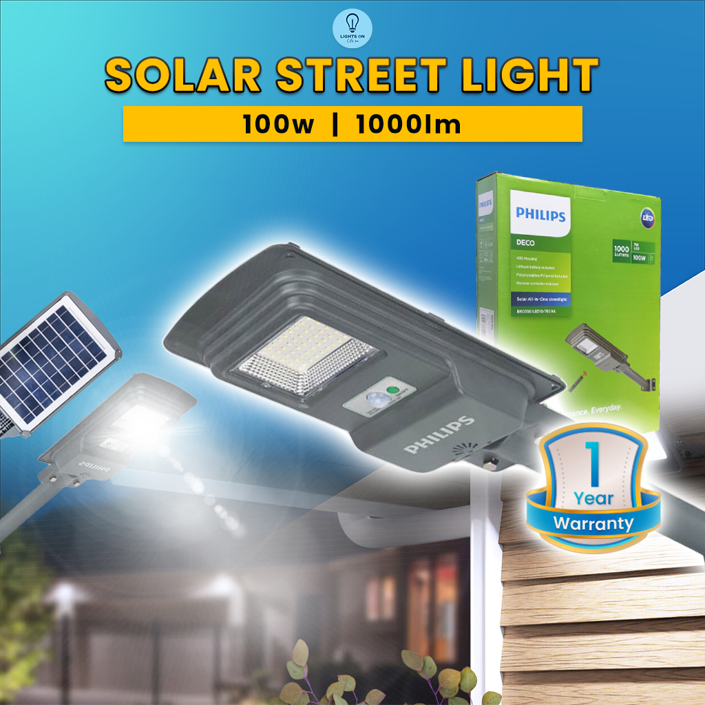 PHILIPS BRC050 100W Solar Street Lighting Outdoor Waterproof LED Solar ...