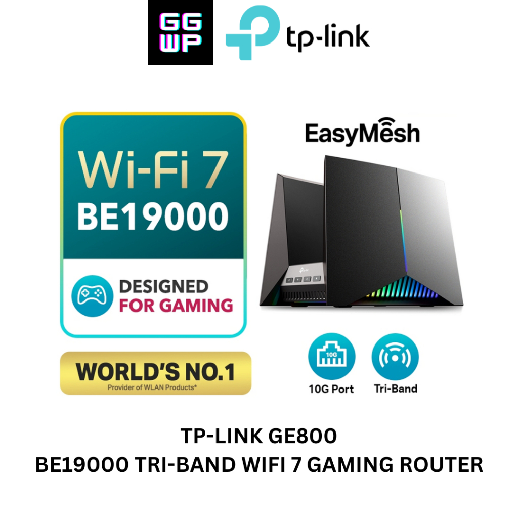 TP-Link Archer GE800 Wi-Fi 7 Gaming Router BE19000 With Tri-Band 2x 10G ...