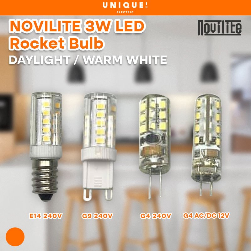 NOVILITE LED 3W E14 240V / 3W G9 240V / 3W G4 240V / 3W G4 12V AC & DC ...