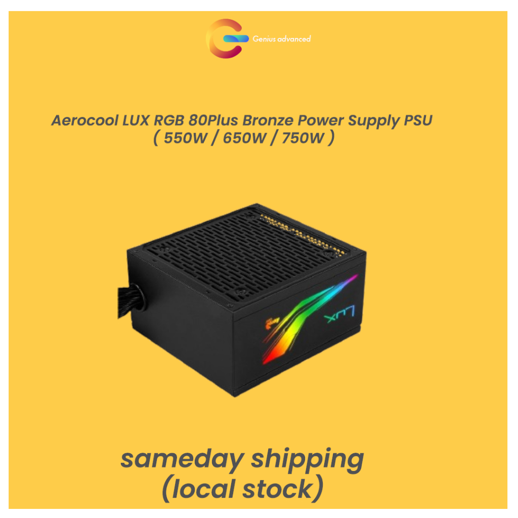 Aerocool LUX RGB 80Plus Bronze Power Supply PSU ( 550W / 650W / 750W ...