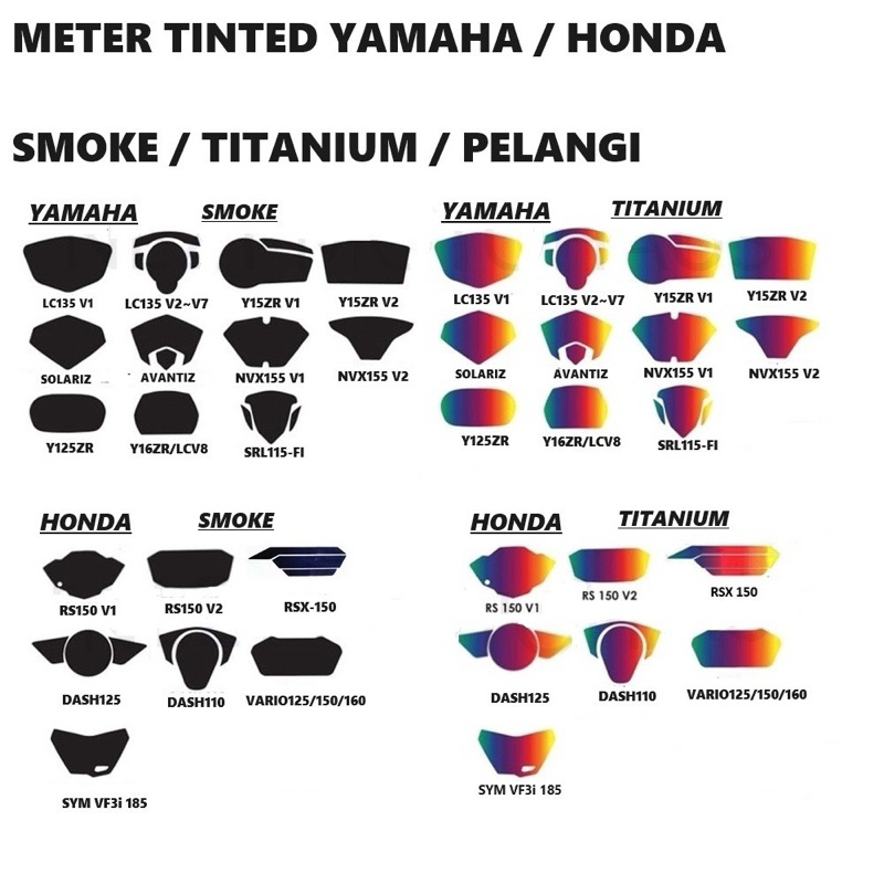 Meter Tinted Sticker Smoke / Transparent Y15 Y16 125Z NVX SRL LC135 EGO ...
