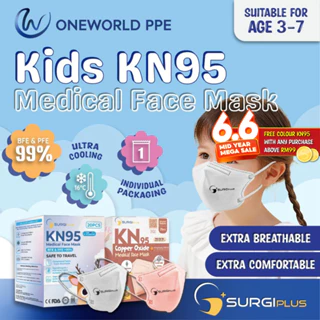 【SurgiPlus】Kid KN95 5ply & Kid KF94 4ply Medical Face Mask  - 【Individual packing】 1Box=20pcs