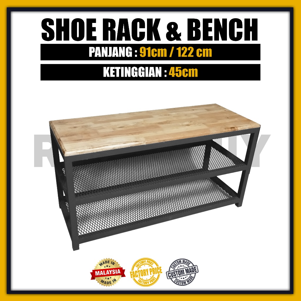 Rak Kasut Shoe Rack With Bench And Shelf | Shopee Malaysia