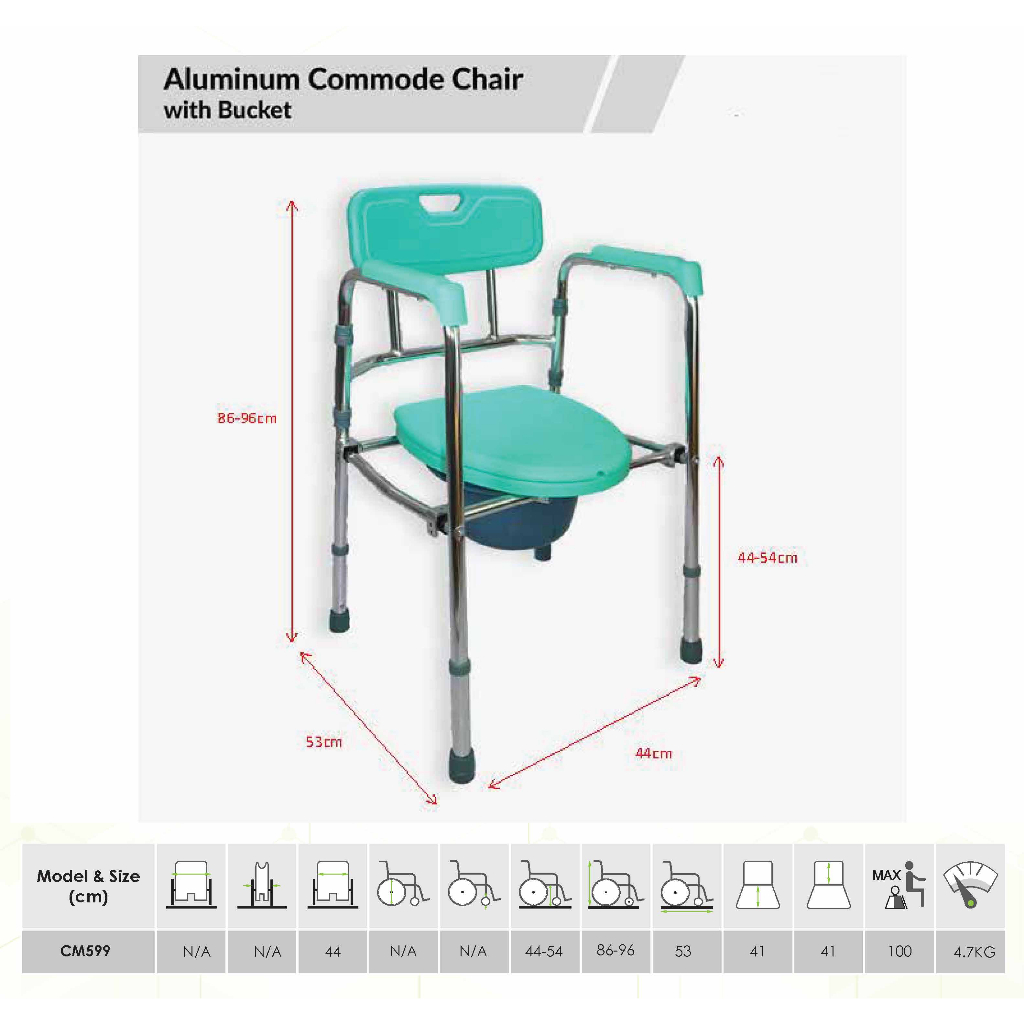 Aluminium Foldable Commode Chair with Bucket | Shopee Malaysia