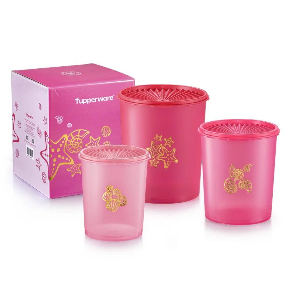Tupperware (FULL SET : 3 pcs) Seashells Deco Canister Set | Shopee Malaysia