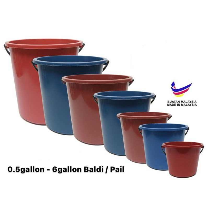 1-6 gallon Plastic Pail / Bucket / Baldi Air/ Bakul/ Tong Mop/ Tong ...