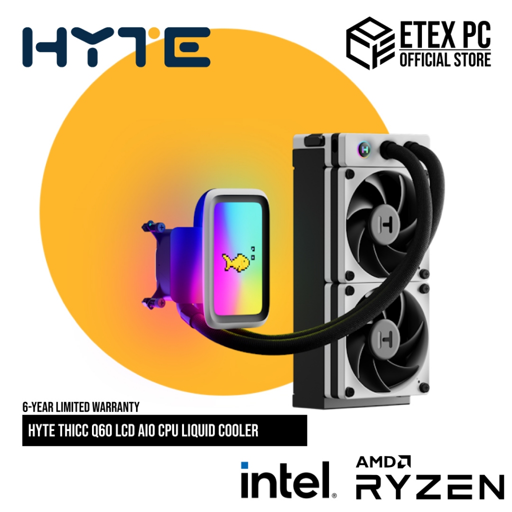 HYTE THICC Q60 LCD AIO CPU Liquid Cooler # FAN-HYTE-Q60-BW | Shopee ...