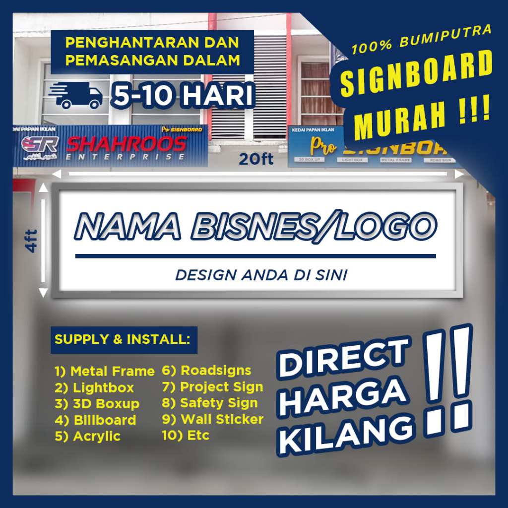 (𝐒𝐔𝐏𝐏𝐋𝐘/𝐈𝐍𝐒𝐓𝐀𝐋𝐋) Signboard Kedai/Signboard Company/Signboard Custom