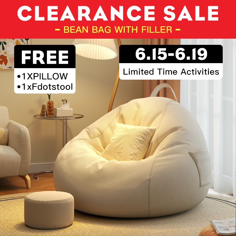 【Ready Stock+2 Free Gifts】SOFA WITH FILLER Bean Bag Bean Bag Sofa Lazy ...