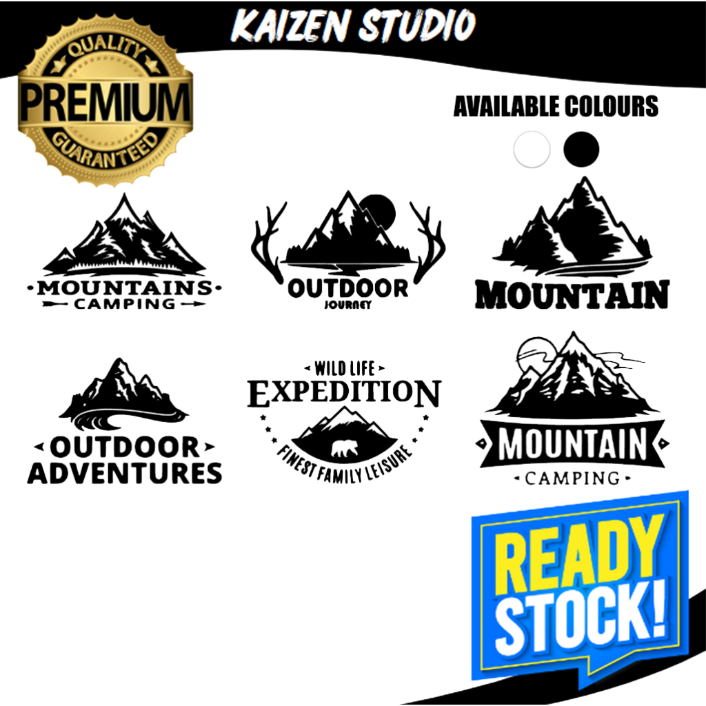 KAIZEN STUDIO Custom Mountain STICKER Outdoor Expedition Camping Car ...