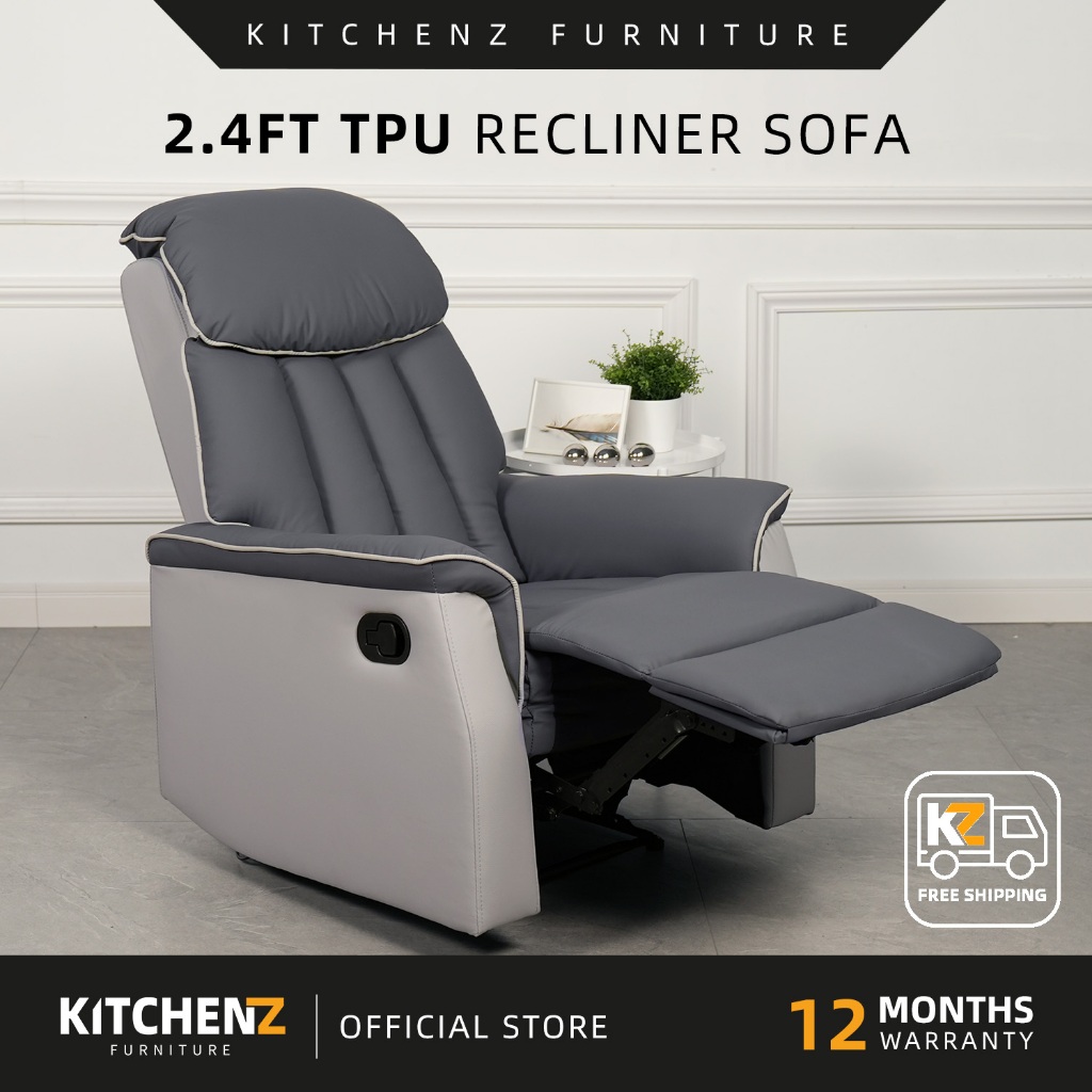 [FREE Shipping] KitchenZ TPU Recliner Sofa Chair Dark Grey/Light Grey