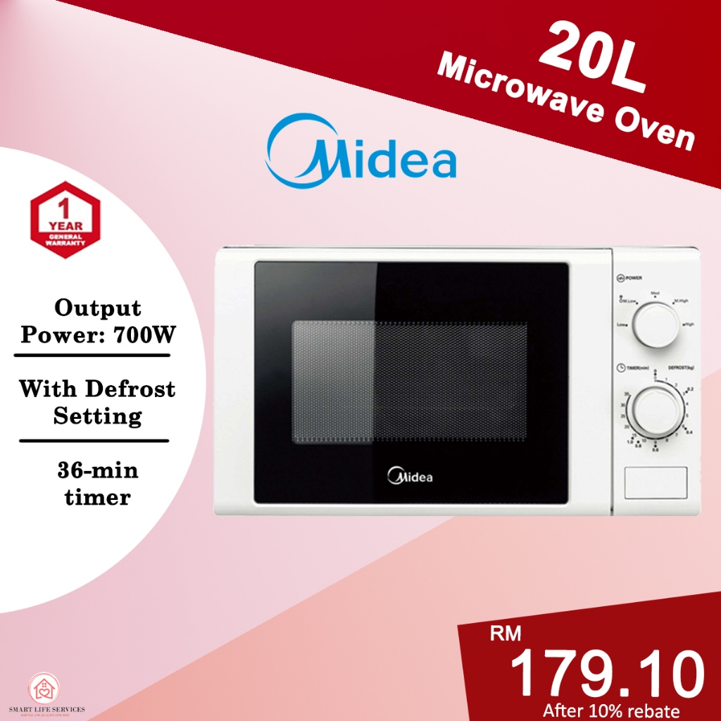 MIDEA 20L Microwave Oven MM720CGE-WH With Defrost Setting | Shopee Malaysia