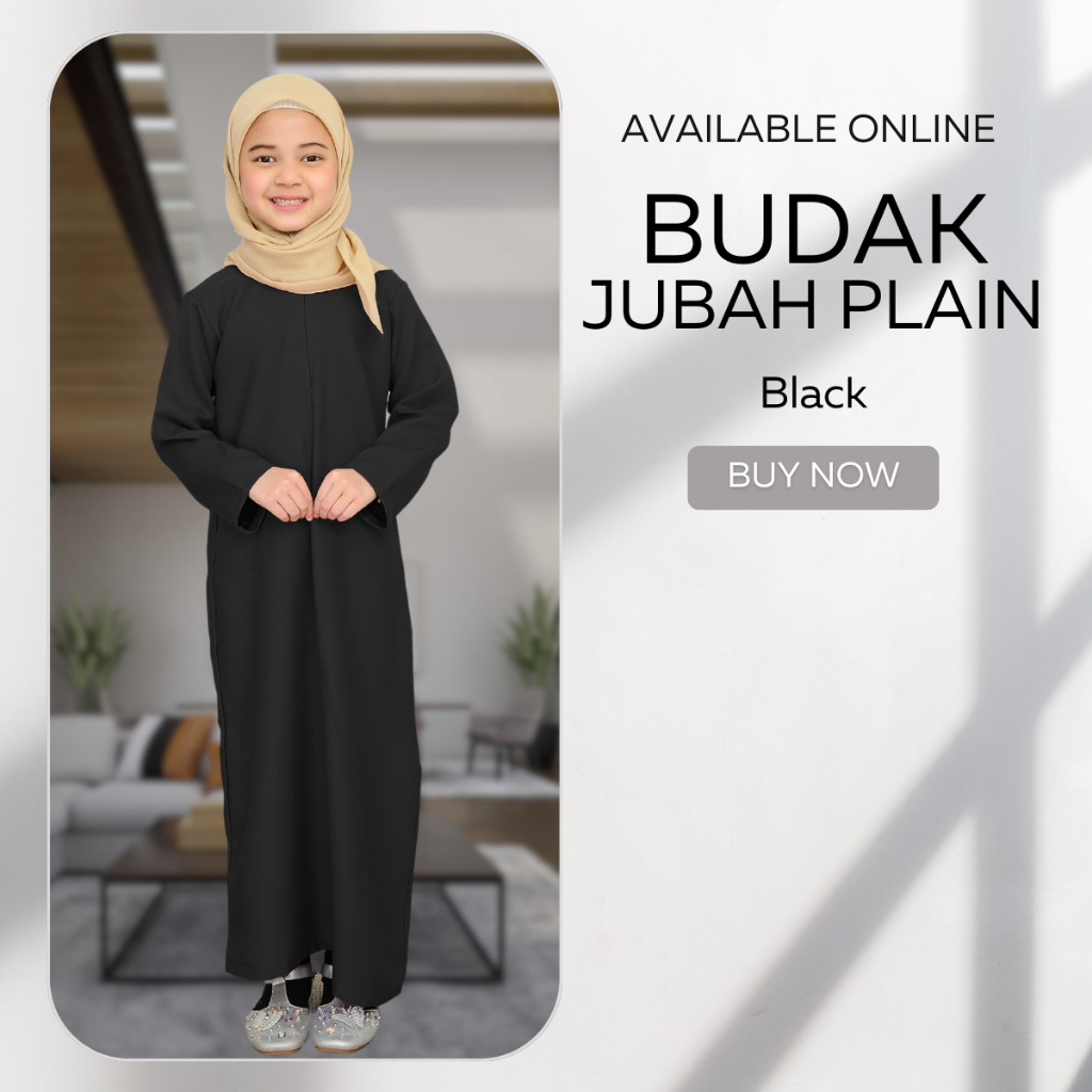 Jubah muslimah murah budak Perempuan plus size plain front zip como crepe Shopee Malaysia