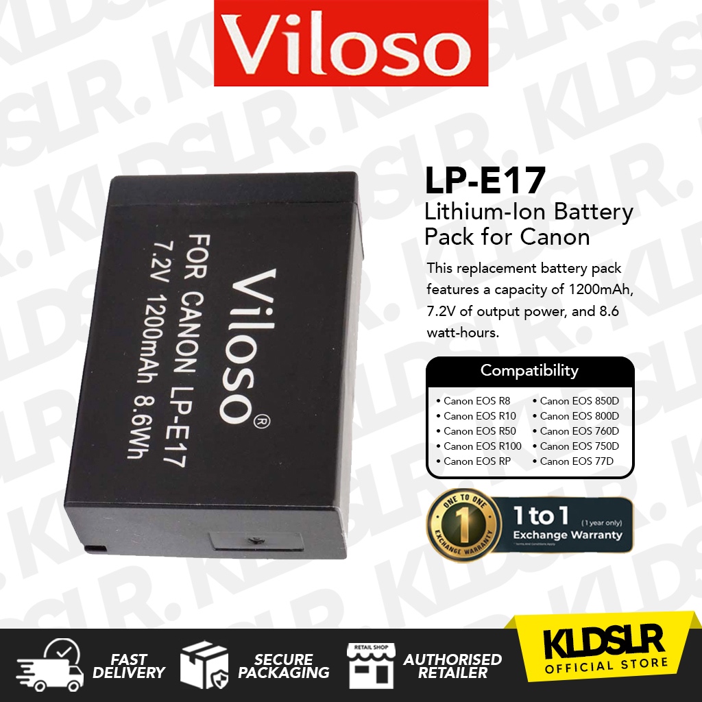 Batterie LP-E17 1500 MAh KWTOUL – Compatible Canon EOS R100, R50, R10, 200D, 250D, 77D, 800D…