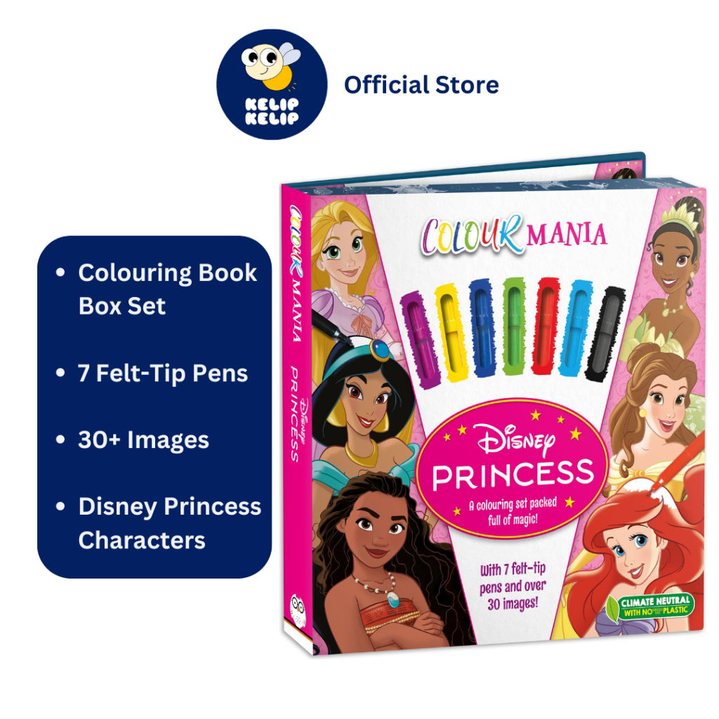 Disney Princess Colouring Book Colourmania Gift Set for Kids with 7 ...