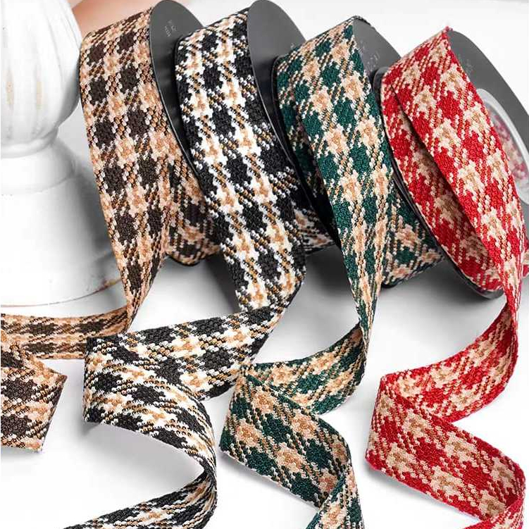 2.5CM Korean Fabric Plaid Ribbon Flower Bouquet Wrapper Ribbon | Shopee ...