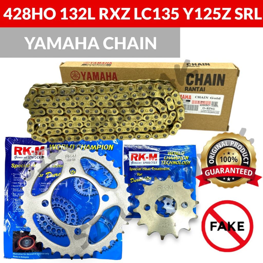 RKM 428 SPROCKET SET WITH YAMAHA CHAIN GOLD ORING LC135 RXZ Y125Z Y110 ...
