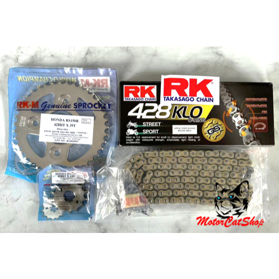 Original (RK) Takasago Gold O-Ring Chain Sprocket (RKM) Set RS150R RS ...