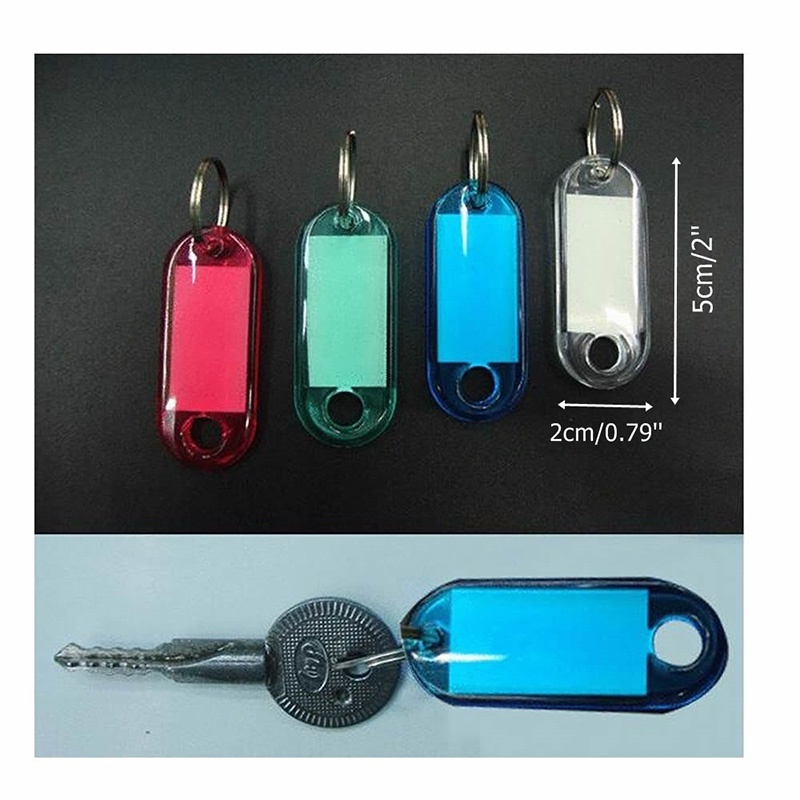 Plastic Keychain Tag With Split Ring Label Window 5 Color ID Label Name ...