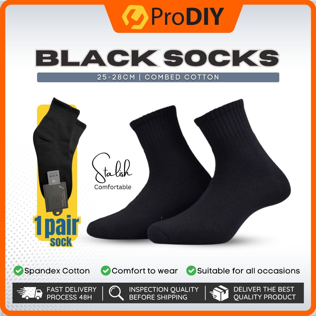 1 Pair Black Socks Men Comfortable Cotton office Socks Working Sock ...