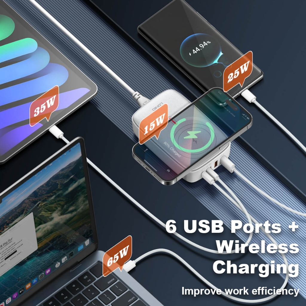 LDNIO Q4010 PD Super Fast Charge + Wireless Support Laptop Tablet ...