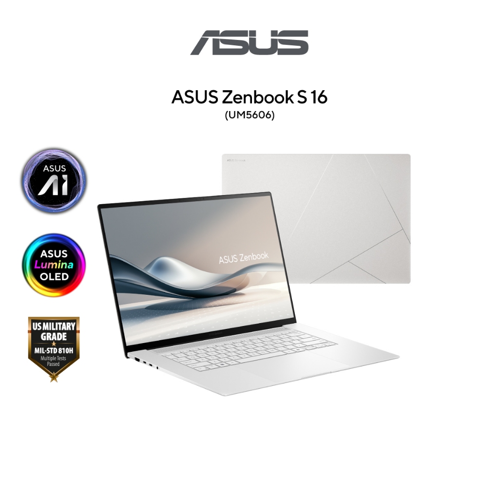 ASUS Zenbook S 16 UM5606W-ARJ108WSM UM5606W-ARJ107WSM Copilot+ PC Ryzen AI 9 HX 370/32GB/1TB/3K OLED Touch/365 BASIC | Shopee Malaysia