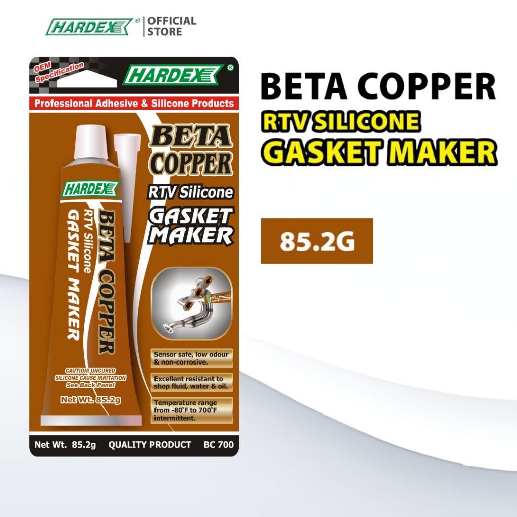 HARDEX Beta Copper RTV Silicone Gasket Maker (85.2g) BC-700 | Shopee ...