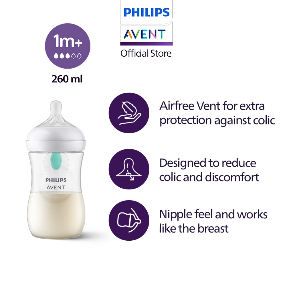 [New] Philips Avent Natural Response Baby Bottle with Airfree Vent 1m+ (9oz/260ml) SCY673/01