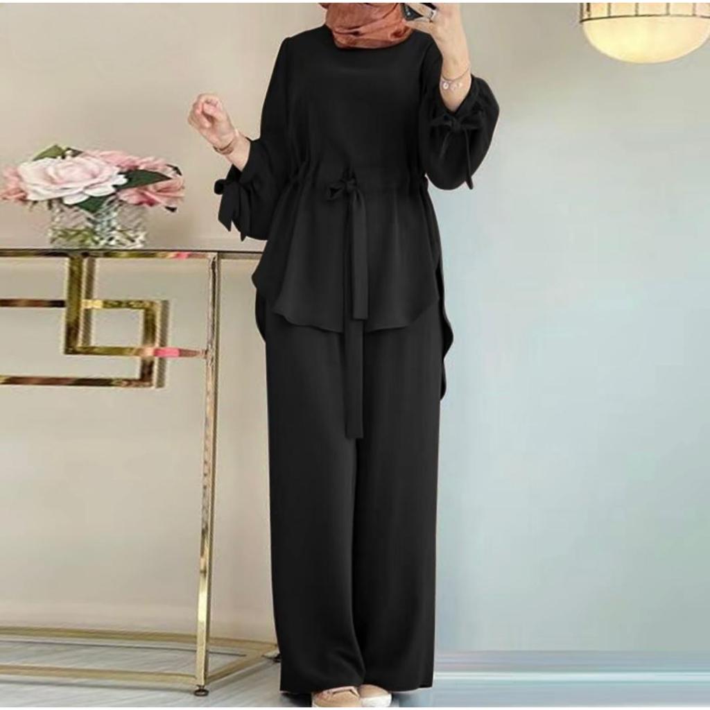 MELANIE MUSLIMAH SUIT, SET BLOUSE N SELUAR, ADA IKAT PINGGANG DAN LOOSE ...