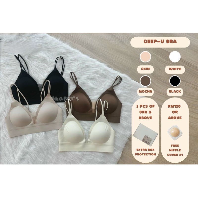 SHAPERS DeepV Bra Seamless Wireless ThinPadded Bra 小性感美背薄杯内衣