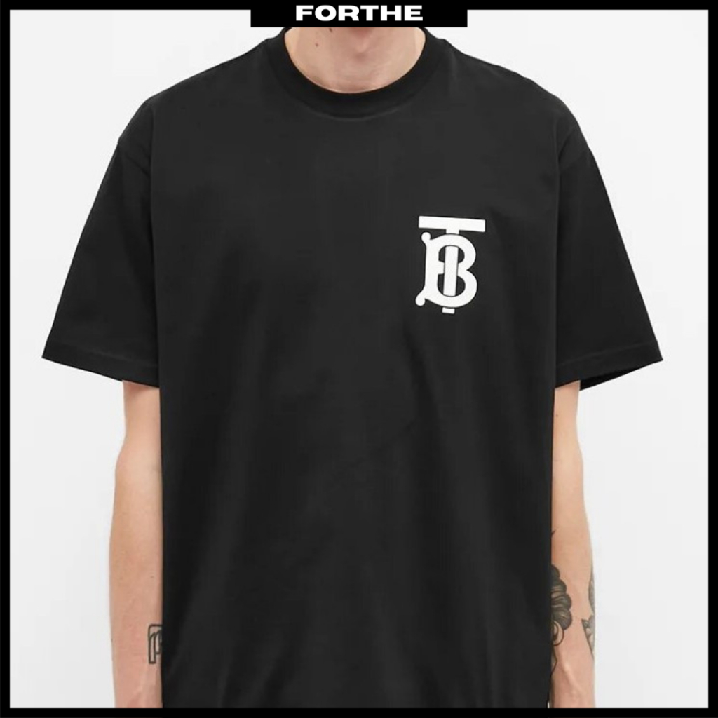 BURBERRY Emerson TB UNISEX 100 Premium Cotton Oversized Black T shirt Burberry Logo Print T shirt Burberry Emerson TB T