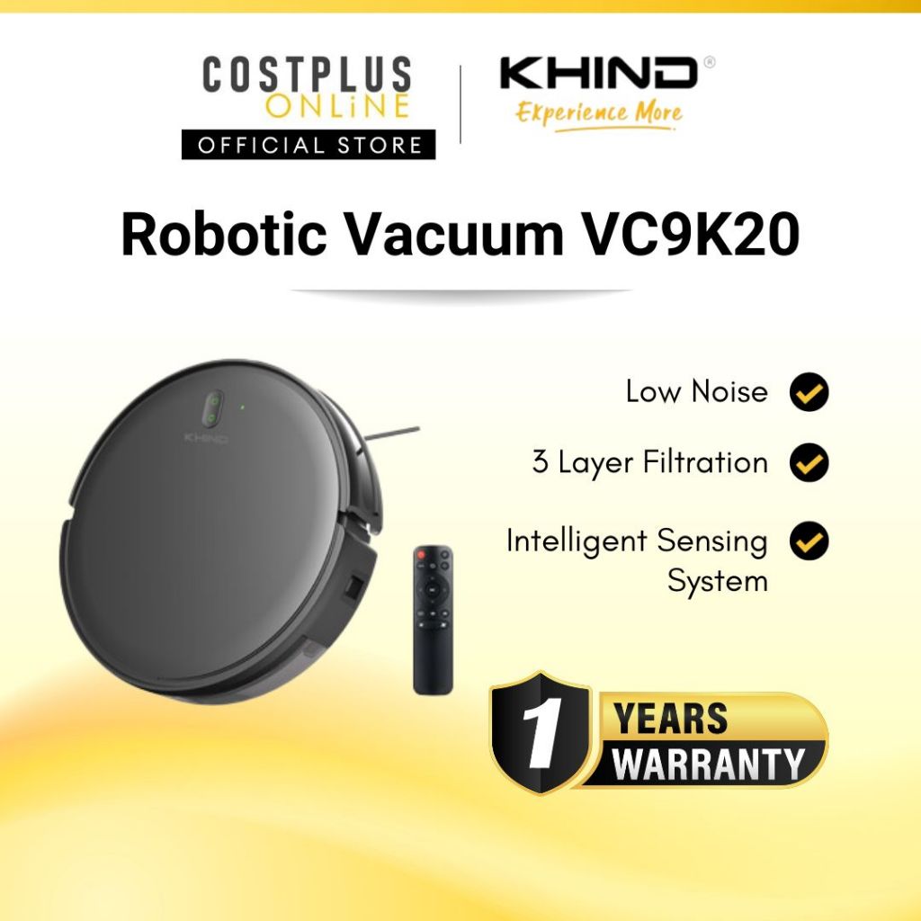 Khind Robotic Vacuum Cleaner Mop Robot Vacuum with Self Charging Anti