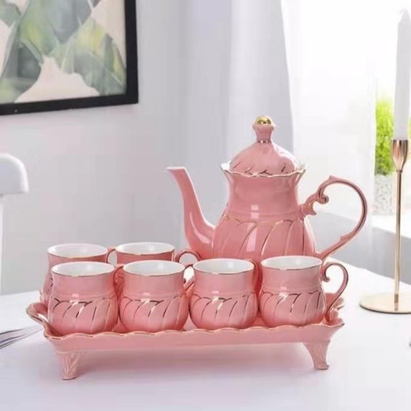 TEA SET 9pcs EUROPIAN STYLE LUXURY CERAMIC TEAPOT CAWAN MEWAH VIRAL ...