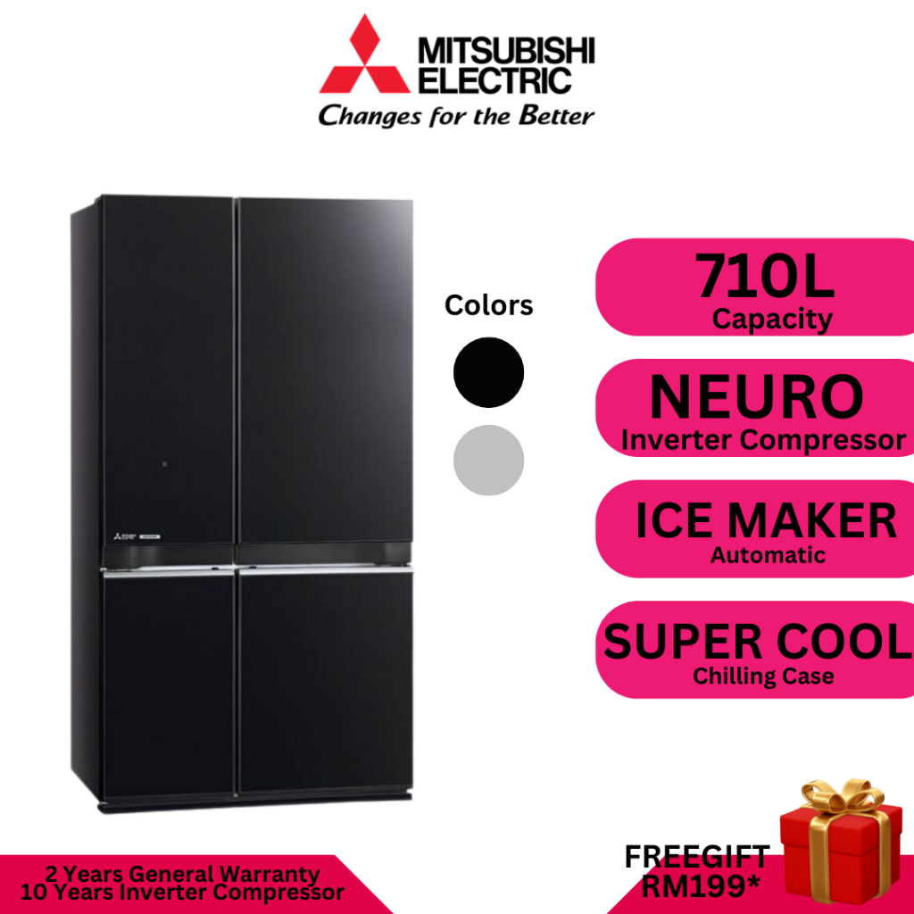 MITSUBISHI 710L 4 Doors Bottom Mount Refrigerator MRL78EN Fridge