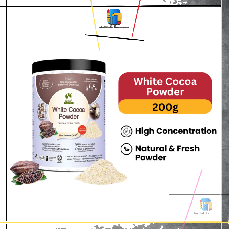 Bionutricia White Cocoa Extract Powder (200g) Pure 50:1 Theobroma Cacao ...