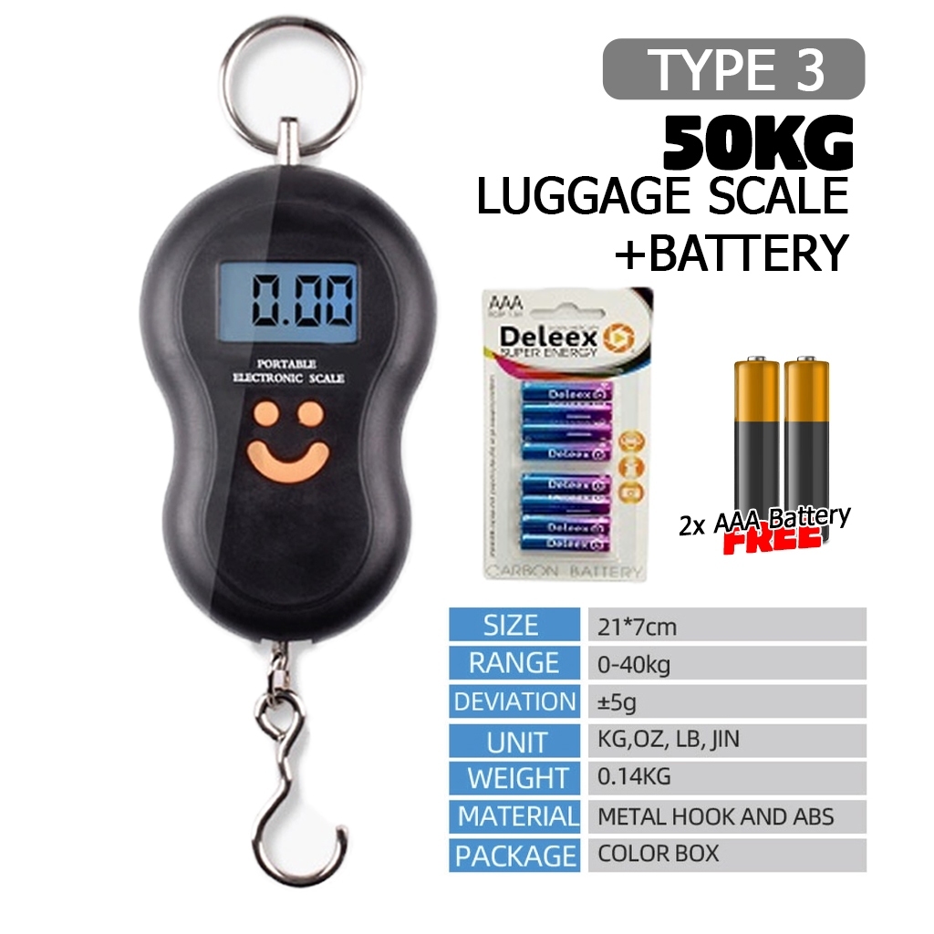 ComSys Digital LCD Luggage Scale – 50kg Capacity With Batteries Included (Black/Silver)