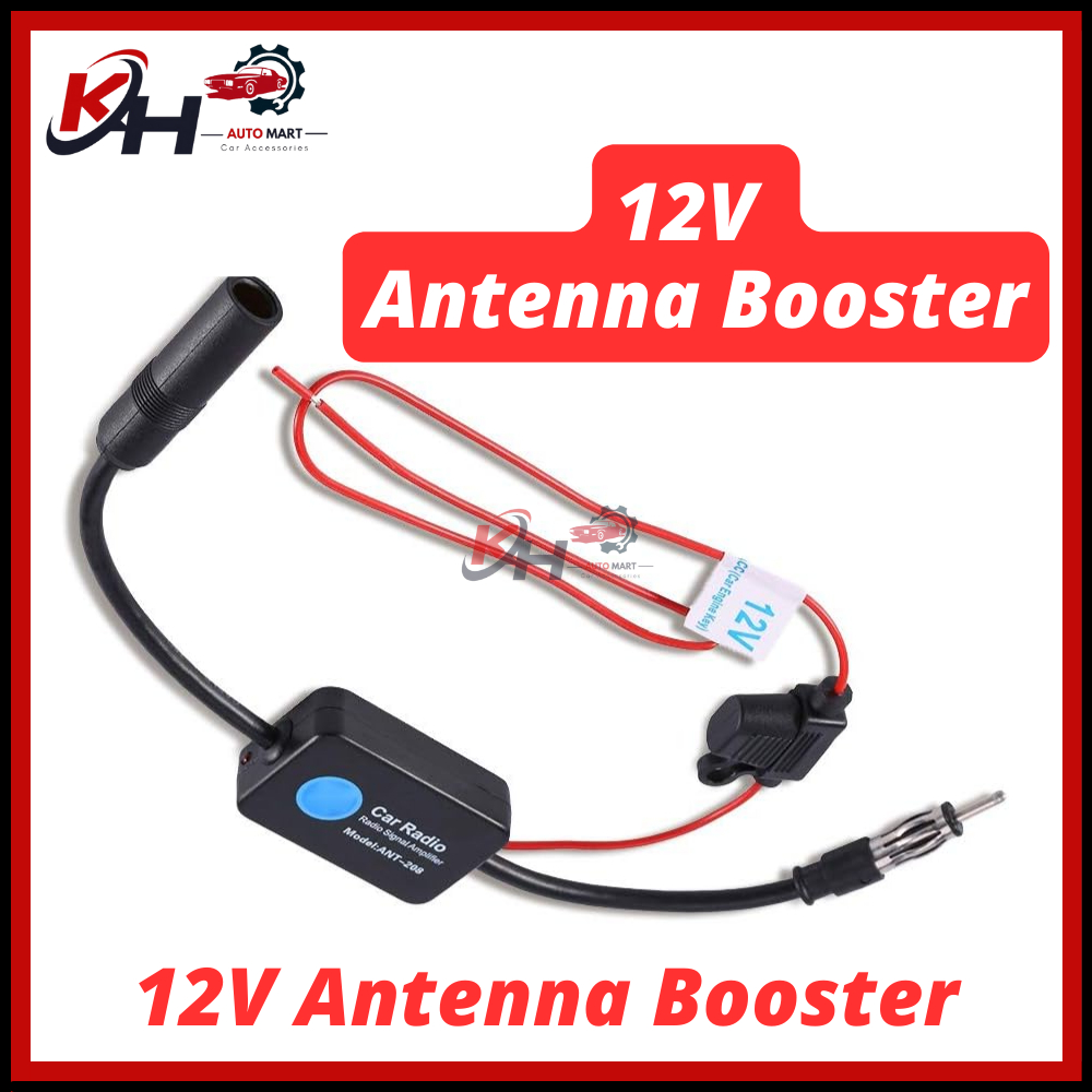 🇲🇾 12V Car FM AM Radio Antenna Signal Amplifier Booster ANT-208 ...