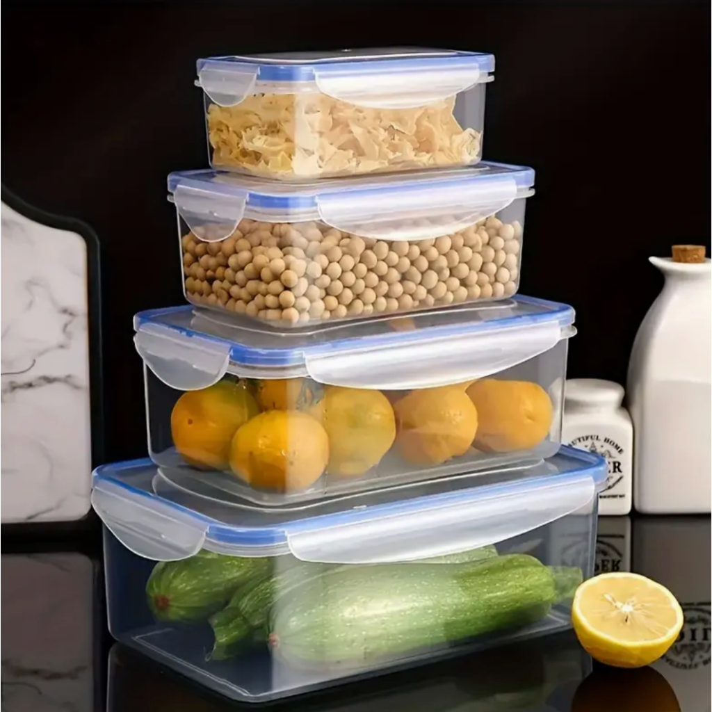 BlueBox Basic 4 Pcs Square Food Storage Containers with Flip-Top Lids ...