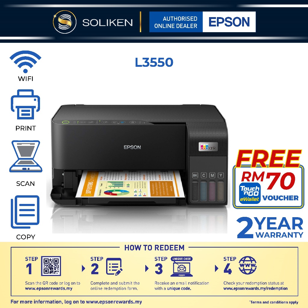 Epson Ecotank L3550 Wireless All In One Ink Tank A4 Printer Shopee Malaysia 1504