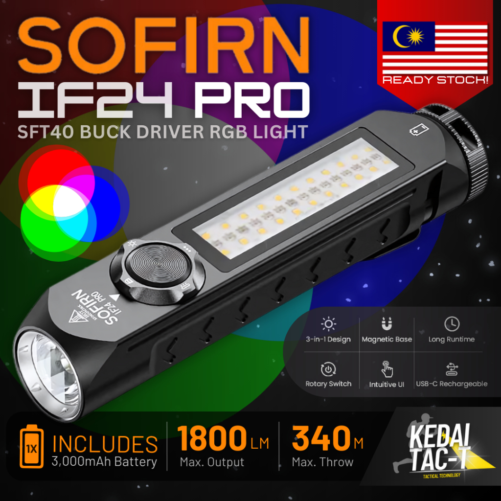 SOFIRN IF24 Pro Flashlight 1800lm SFT40 Buck Driver RGB Light