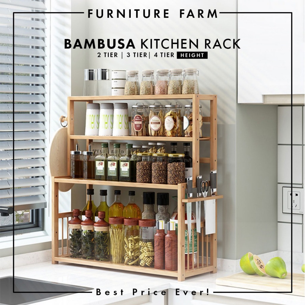 F&F:Bambusa Kitchen rack/rak dapur/spice rack/kitchen rack organizer ...