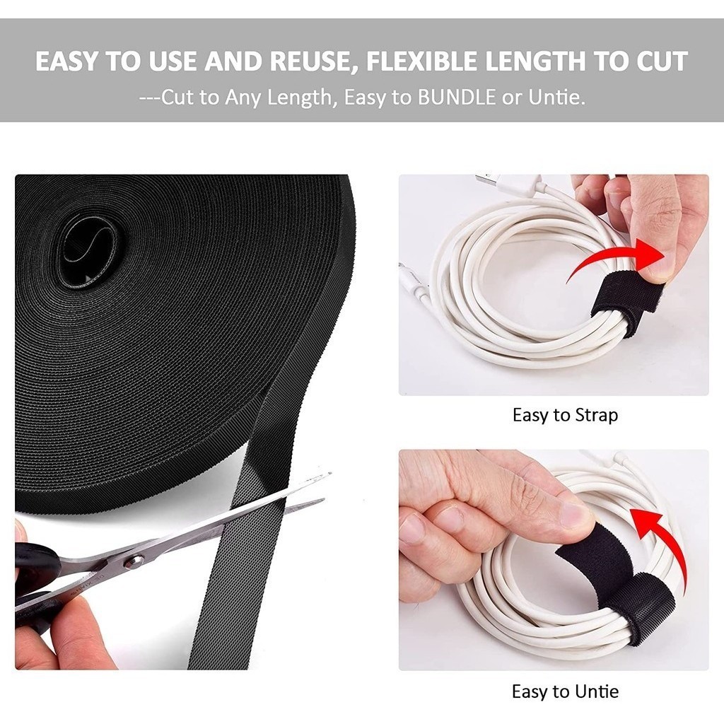 Magic Tape Multipurpose Velcro Strap Reusable Cable Tie Fastener Tape ...