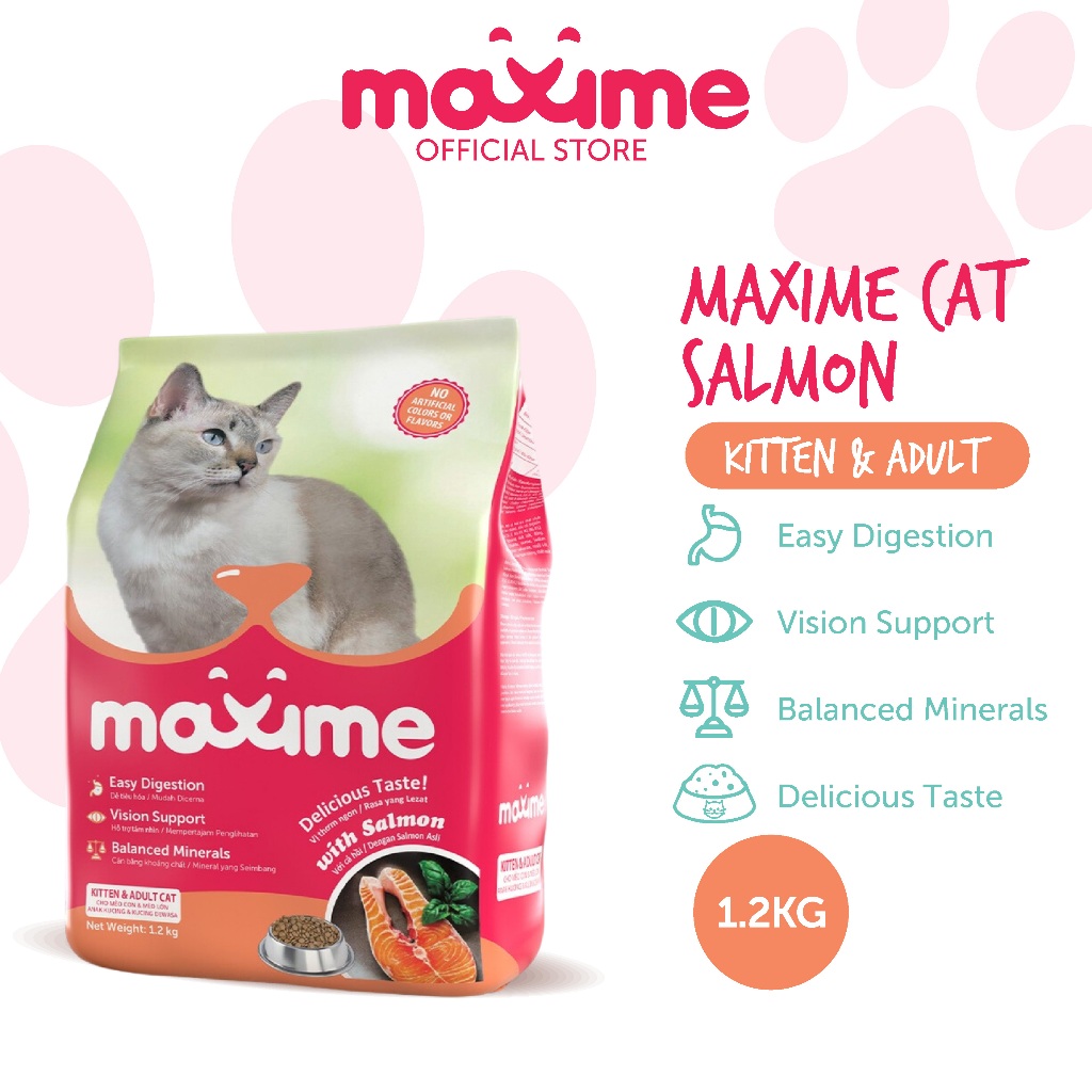 Maxime Dry Cat Food Kitten & Adult Salmon Flavor (1.2kg) Shopee