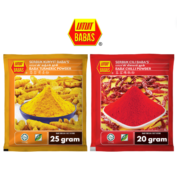 BABA'S Serbuk Kunyit 25 gram (Tumeric Powder) | Serbuk Cili 20 gram ...