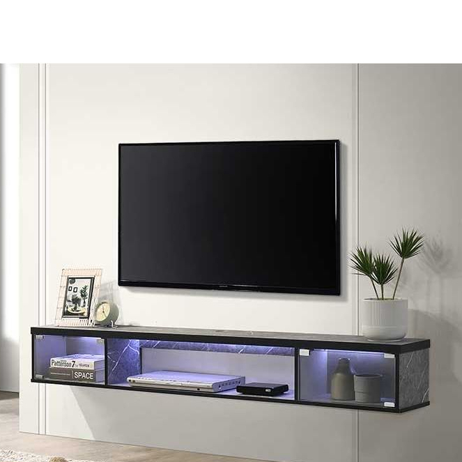 Muo 6 ft (Wall Mounted) Low TV Cabinet With Led And Door With Glass / TV Cabinet Hanging / TV ...