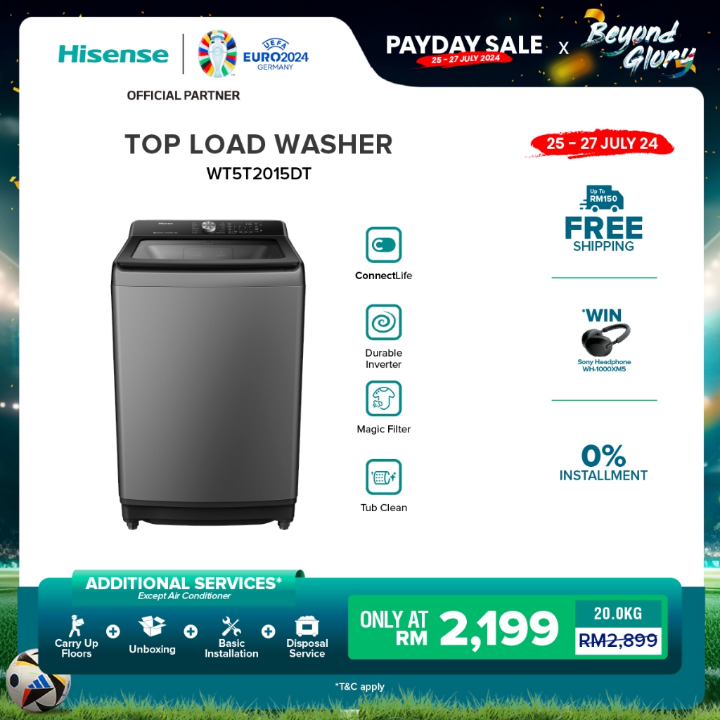 [FREE Installation] Hisense Top Load Washing Machine 立式洗衣机 (20kg) Black